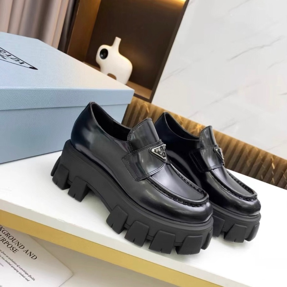 Prada Glossy Black Chunky Loafers - Picture 3 of 6